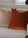 Paoletti Brick Savoy Stripe Velvet Cushion 50cm, imported from the UK
