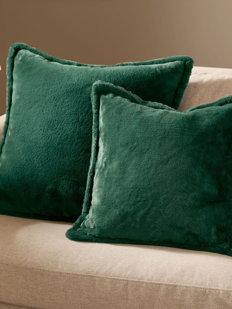 Furn Needle green faux fur cushion 55x55cm (British brand)