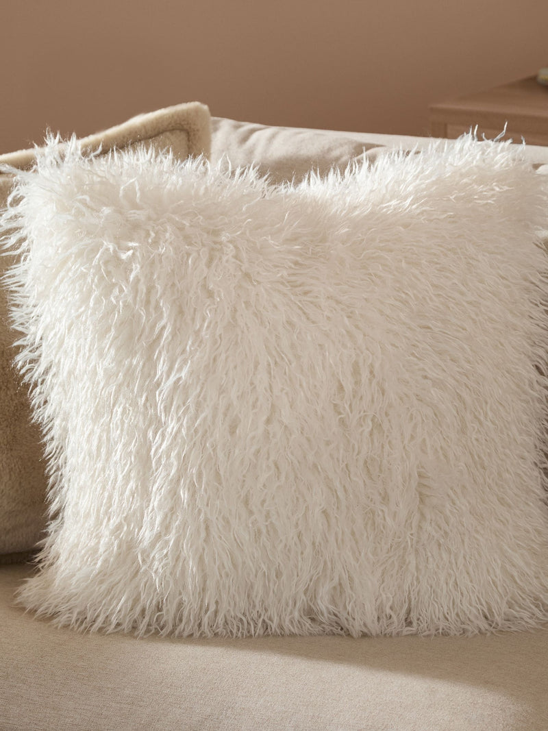 Furn Ecru Cream Rowan Faux Fur Cushion
