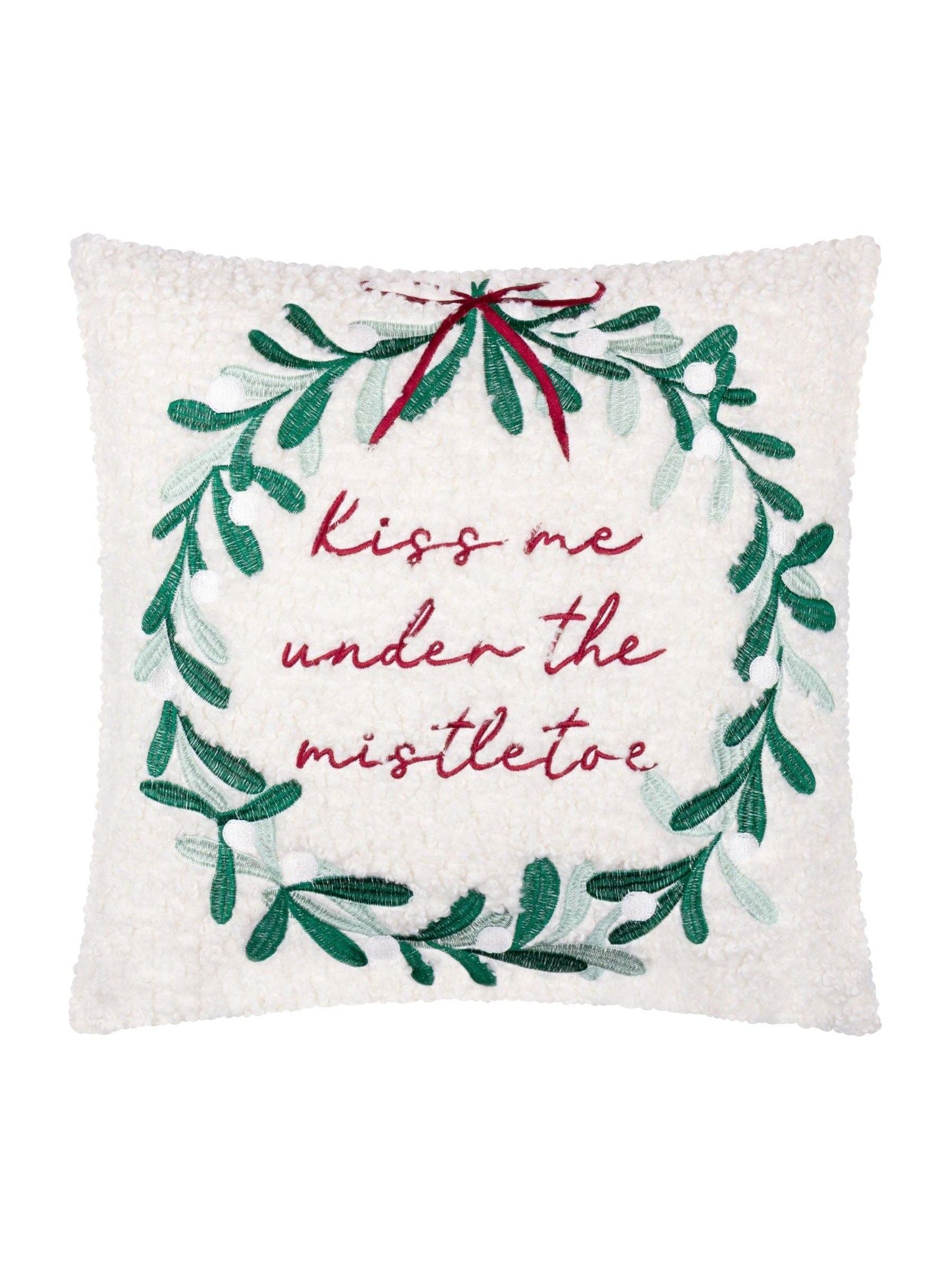 Furn mistletoe wreath embroidered cushion 45cm (British brand)