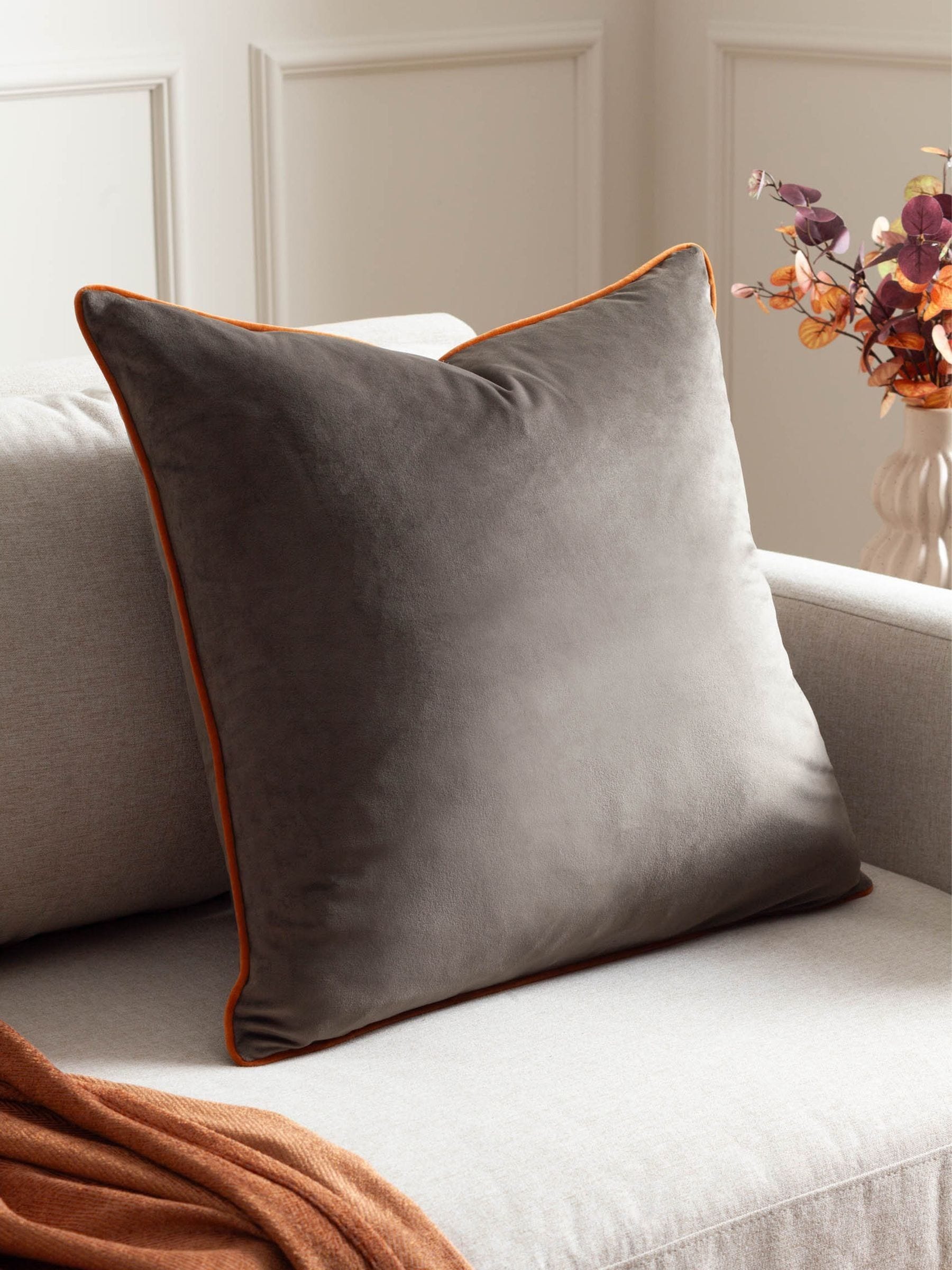 Furn Mocha Pumpkin Meridian Velvet 45 x 45cm Cushion