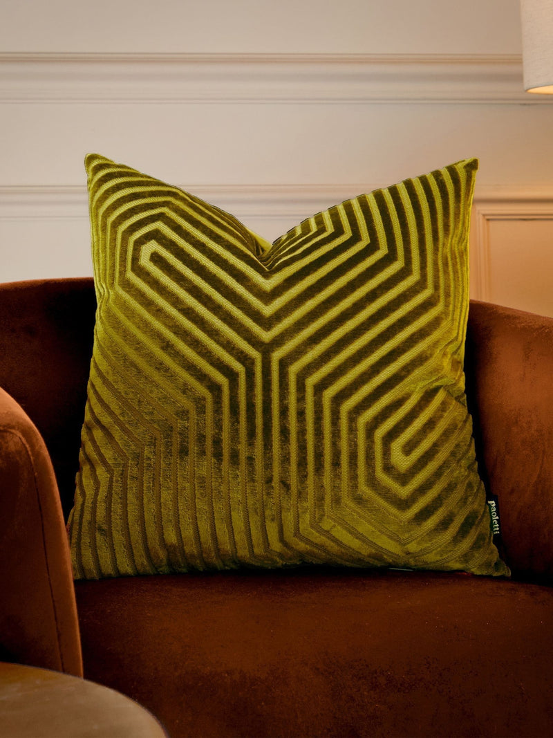 Paoletti Olive Empress Faux Fur Cushion
