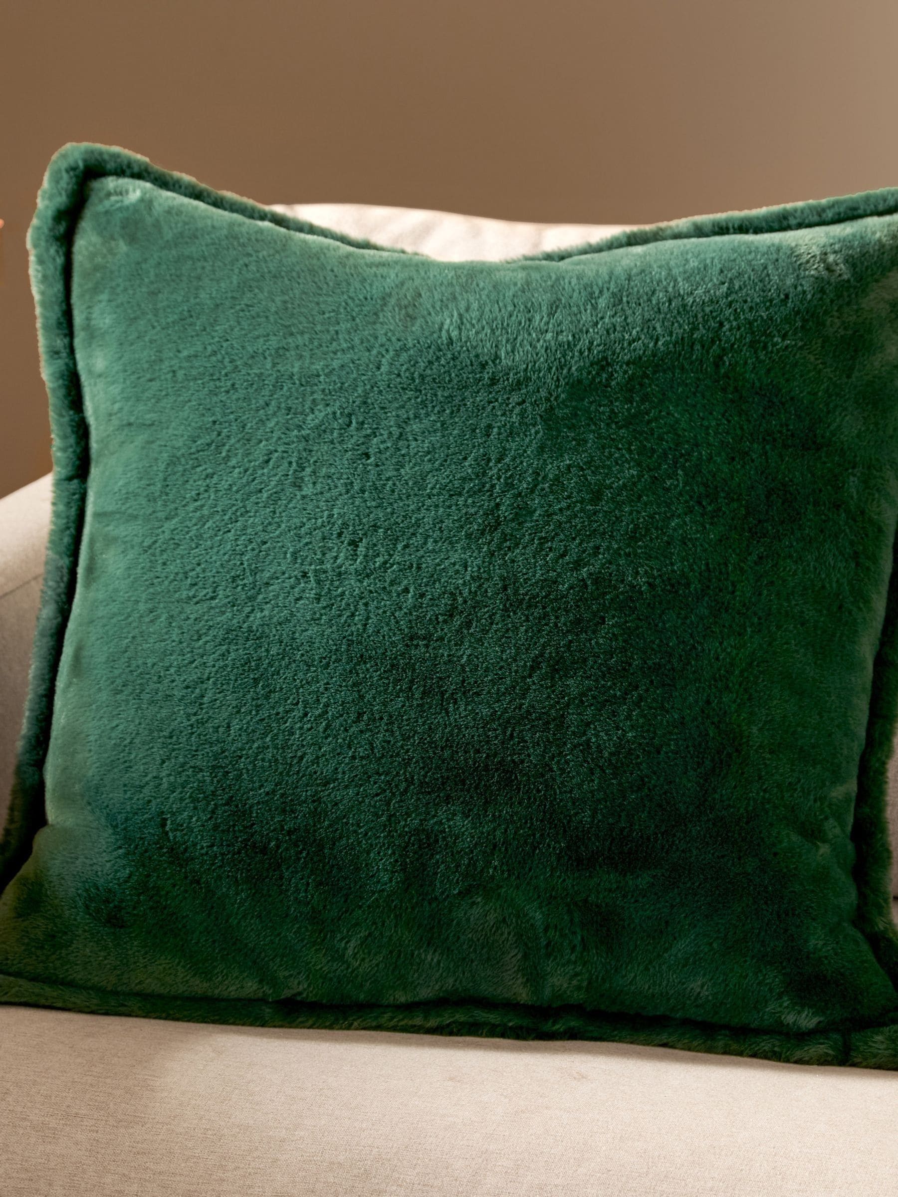 Furn Needle Green Kallu Faux Fur 45 x 45cm Cushion