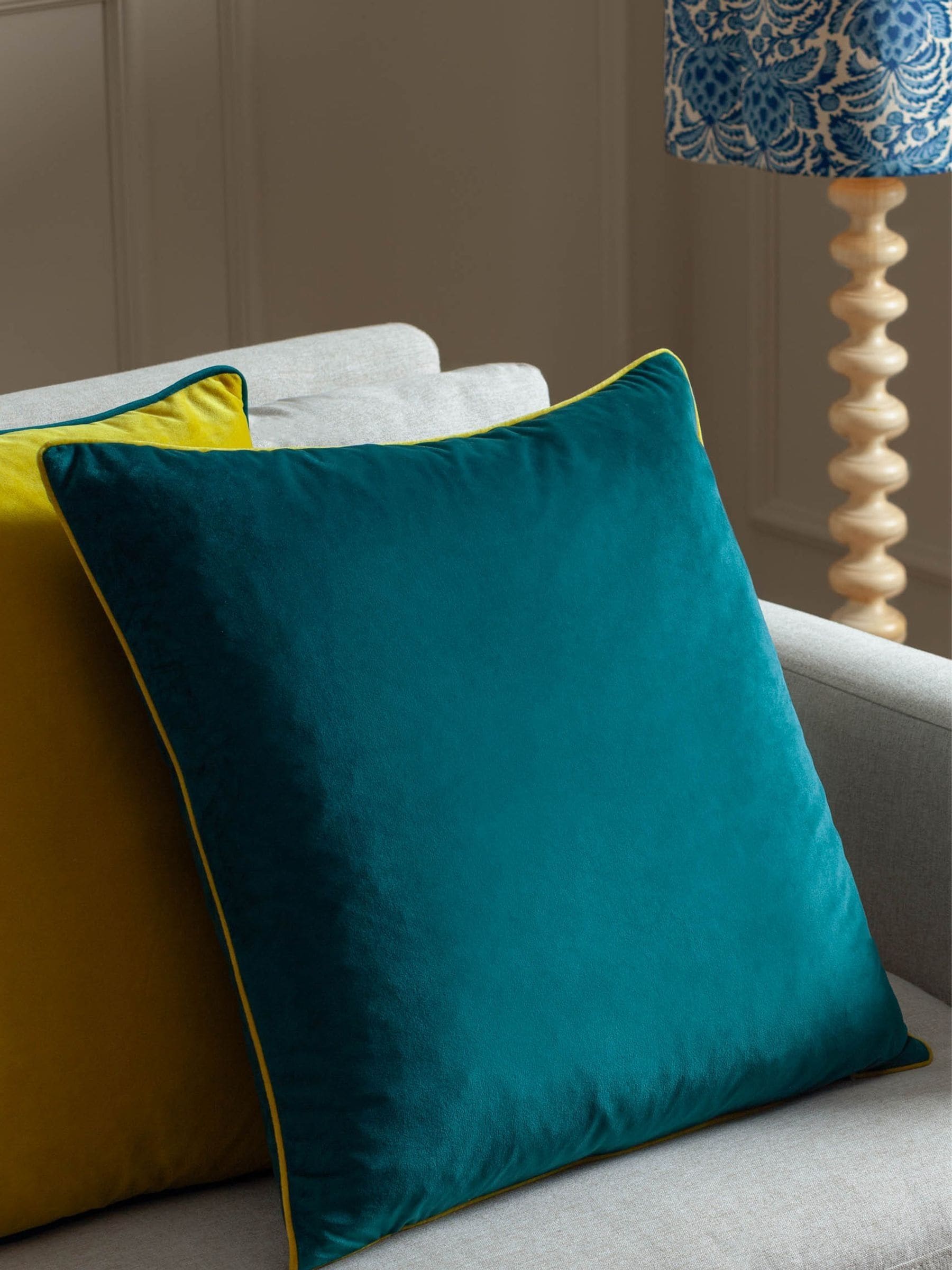Furn Teal Ochre Meridian Velvet 45 x 45cm Cushion
