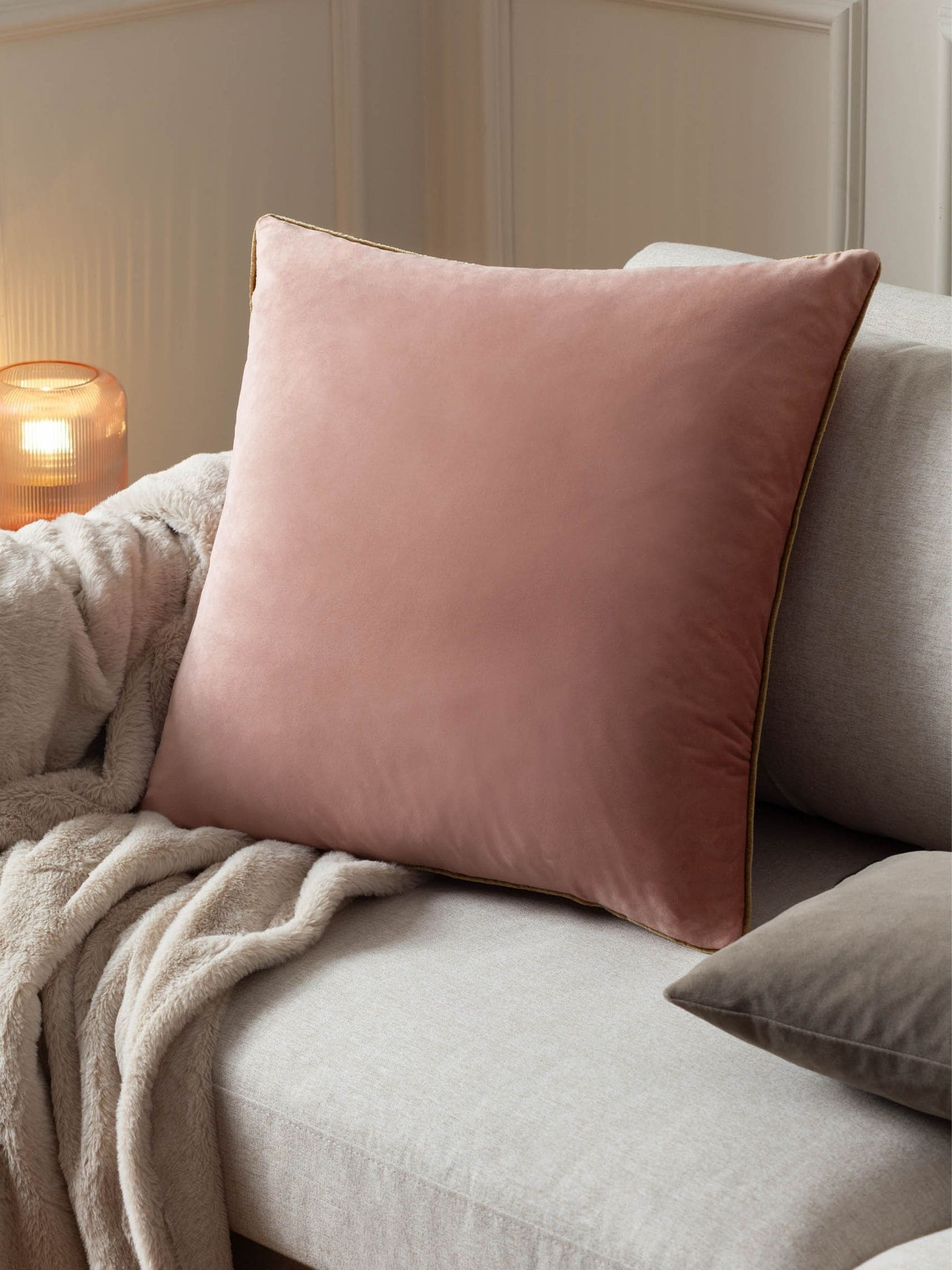Furn Blush Gold Meridian Velvet 45 x 45cm Cushion