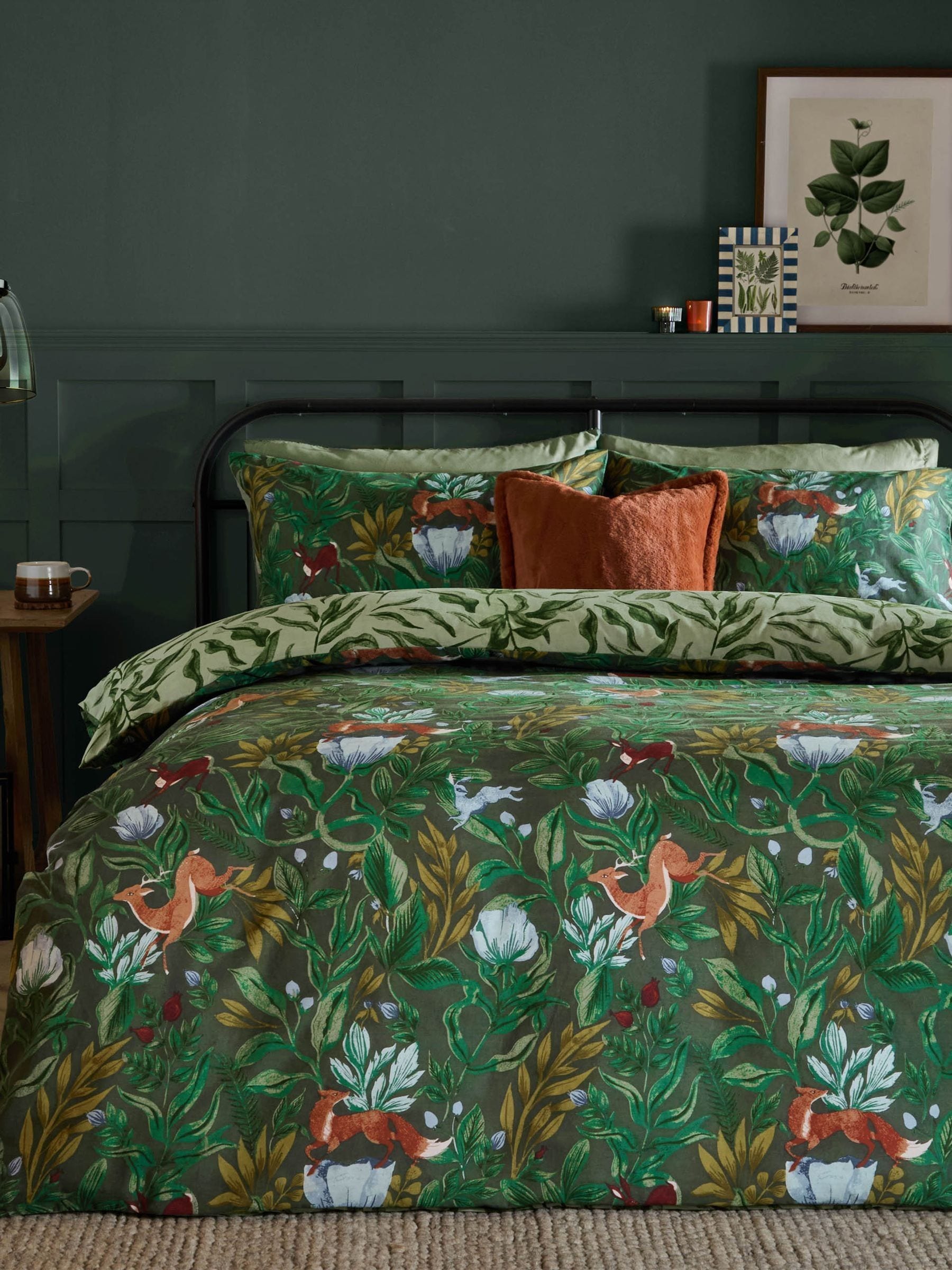 Forest Green reversible duvet cover set - British product