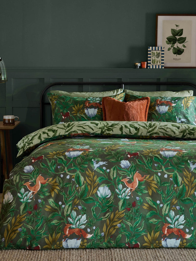 Forest Green reversible duvet cover set - British product