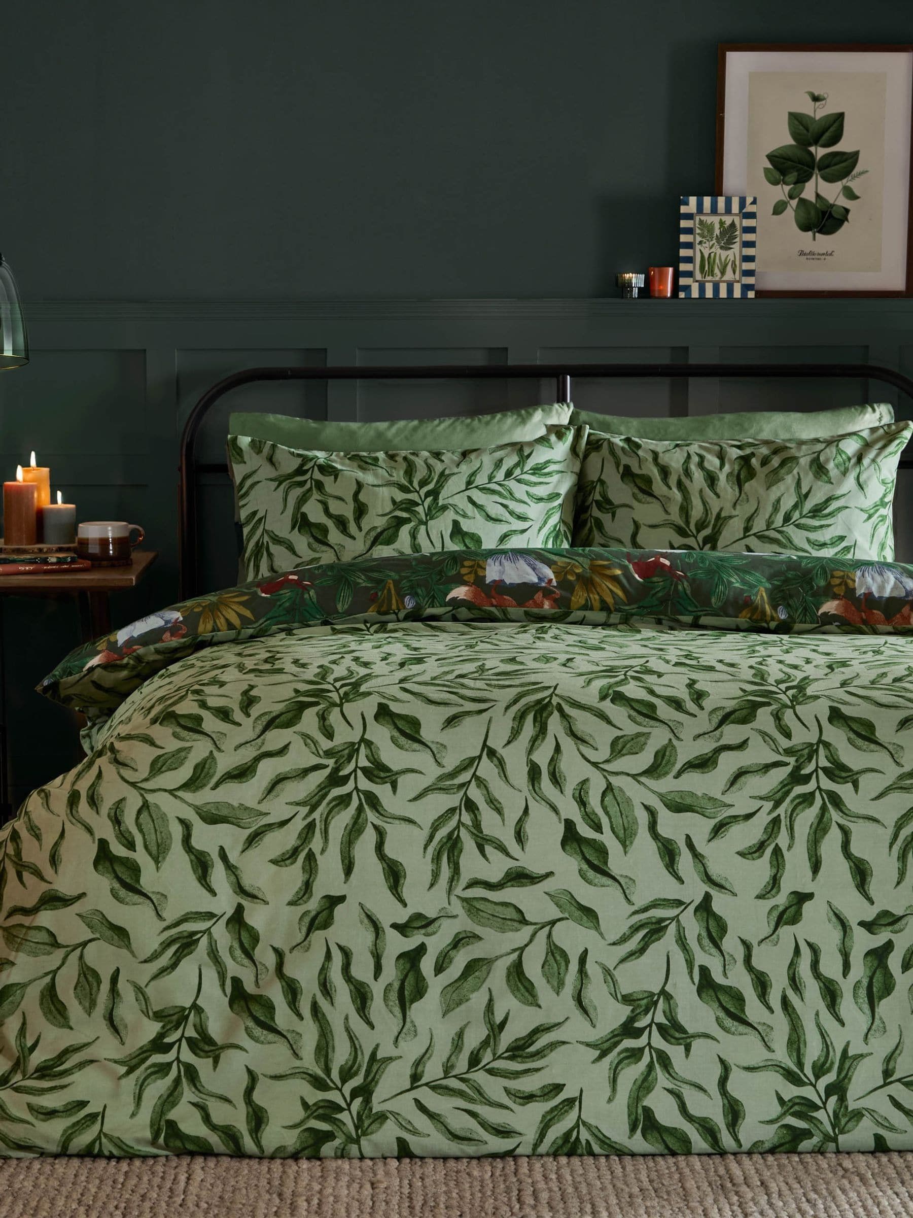 Forest Green reversible duvet cover set - British product