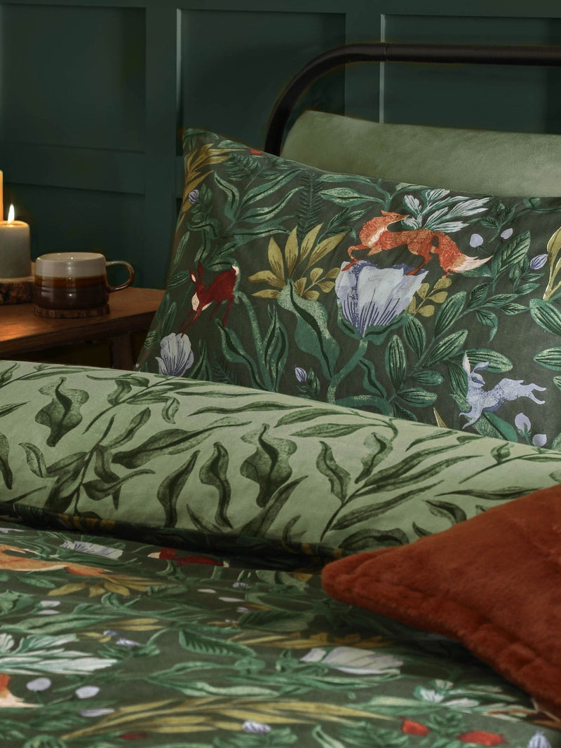 Forest Green reversible duvet cover set - British product