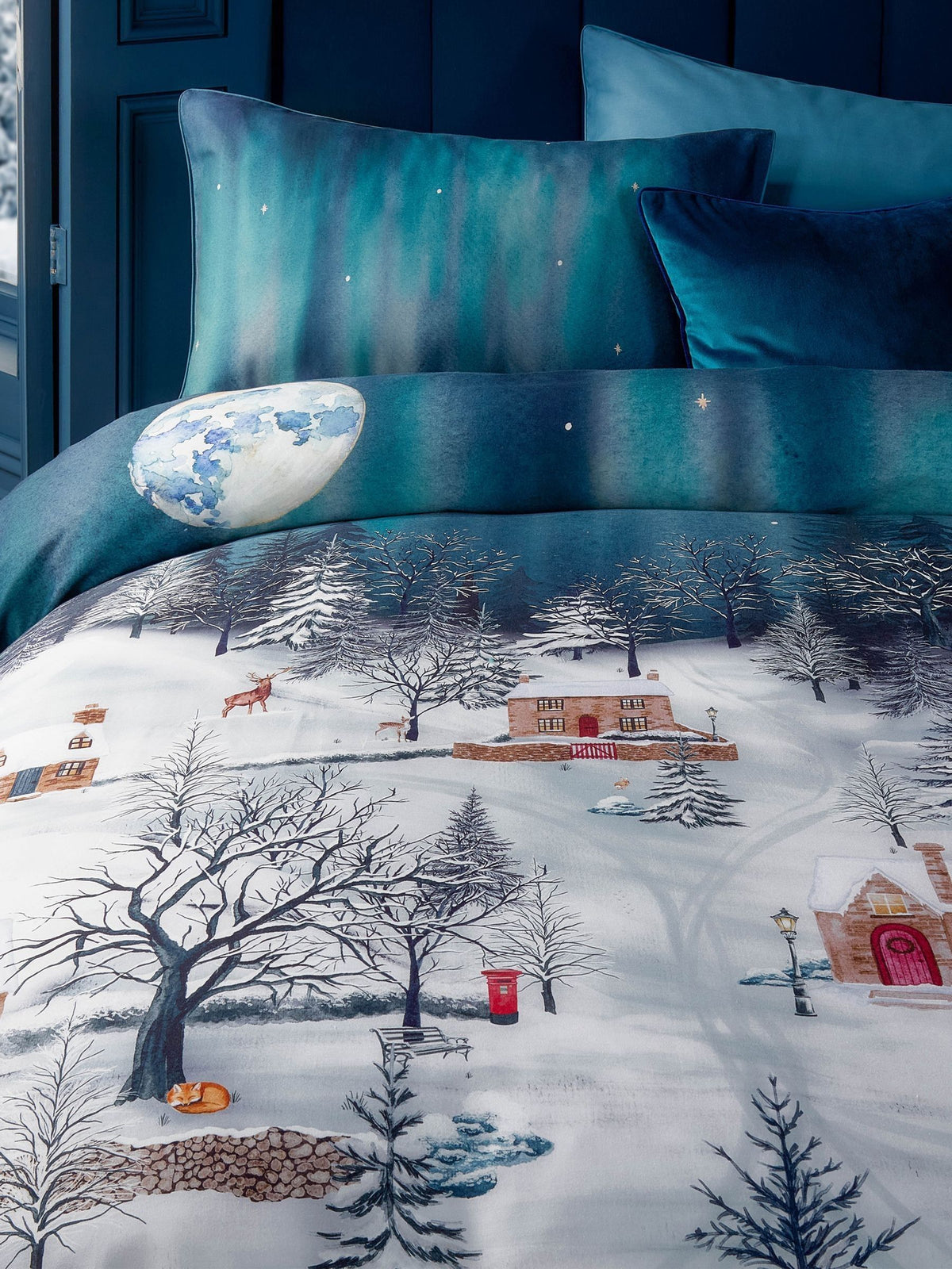 Paoletti midnight blue starlight duvet cover set, imported from the UK