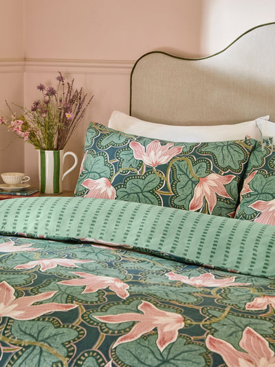 Next Wylder Juniper Green Luella Printed Reversible Duvet Cover and Pillowcase Set- Buy online at McGrocer