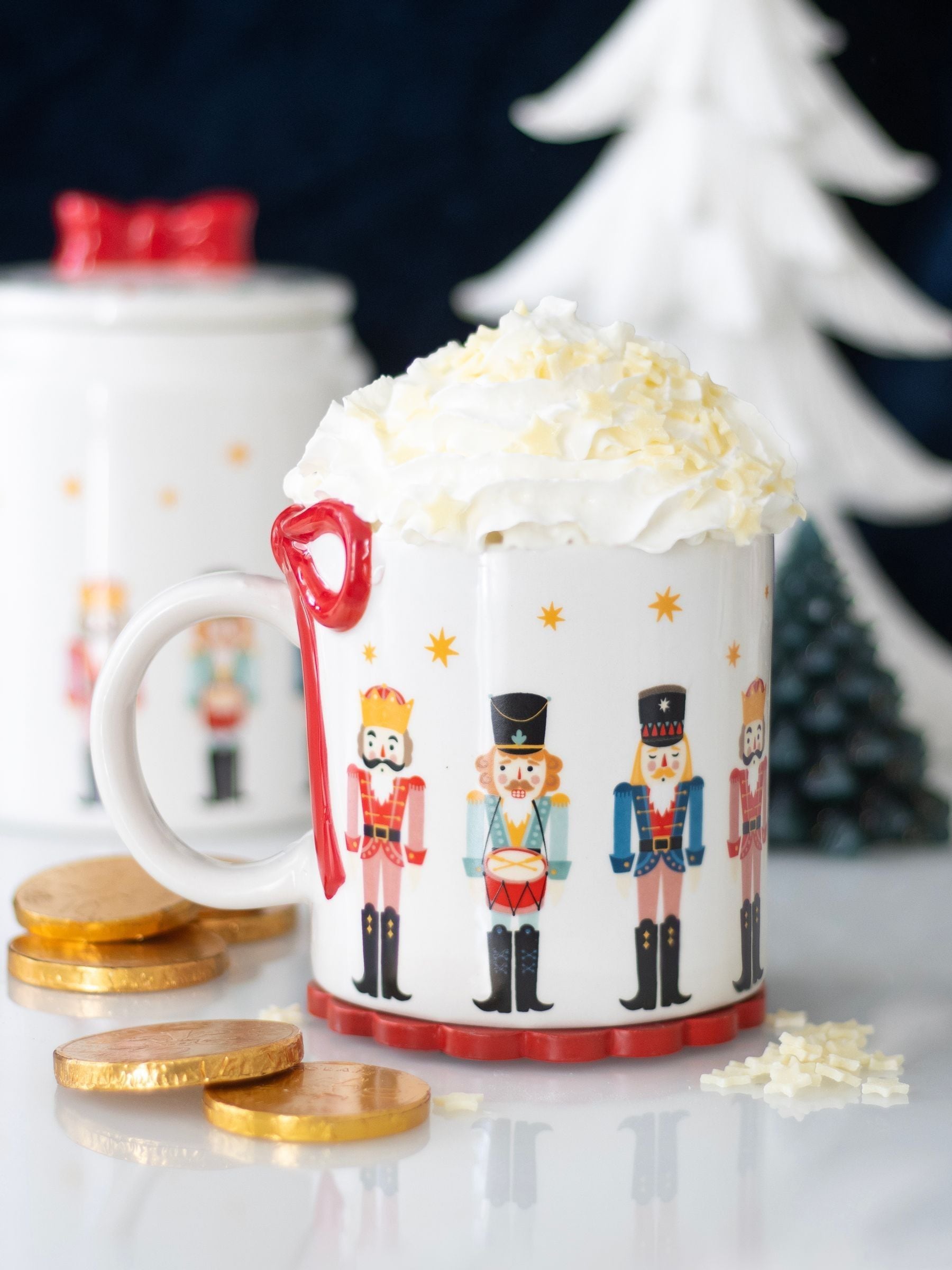 Something Different White Nutcracker Print Mug with Bow