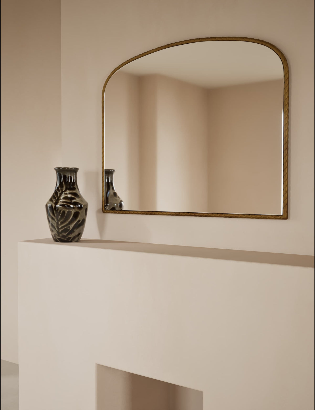 Metal twisted overmantel wall mirror, 100cm by 80cm (British brand)