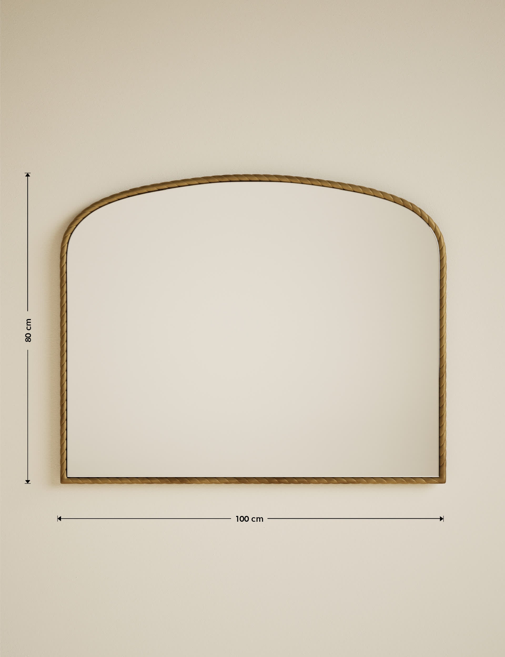Metal twisted overmantel wall mirror, 100cm by 80cm (British brand)