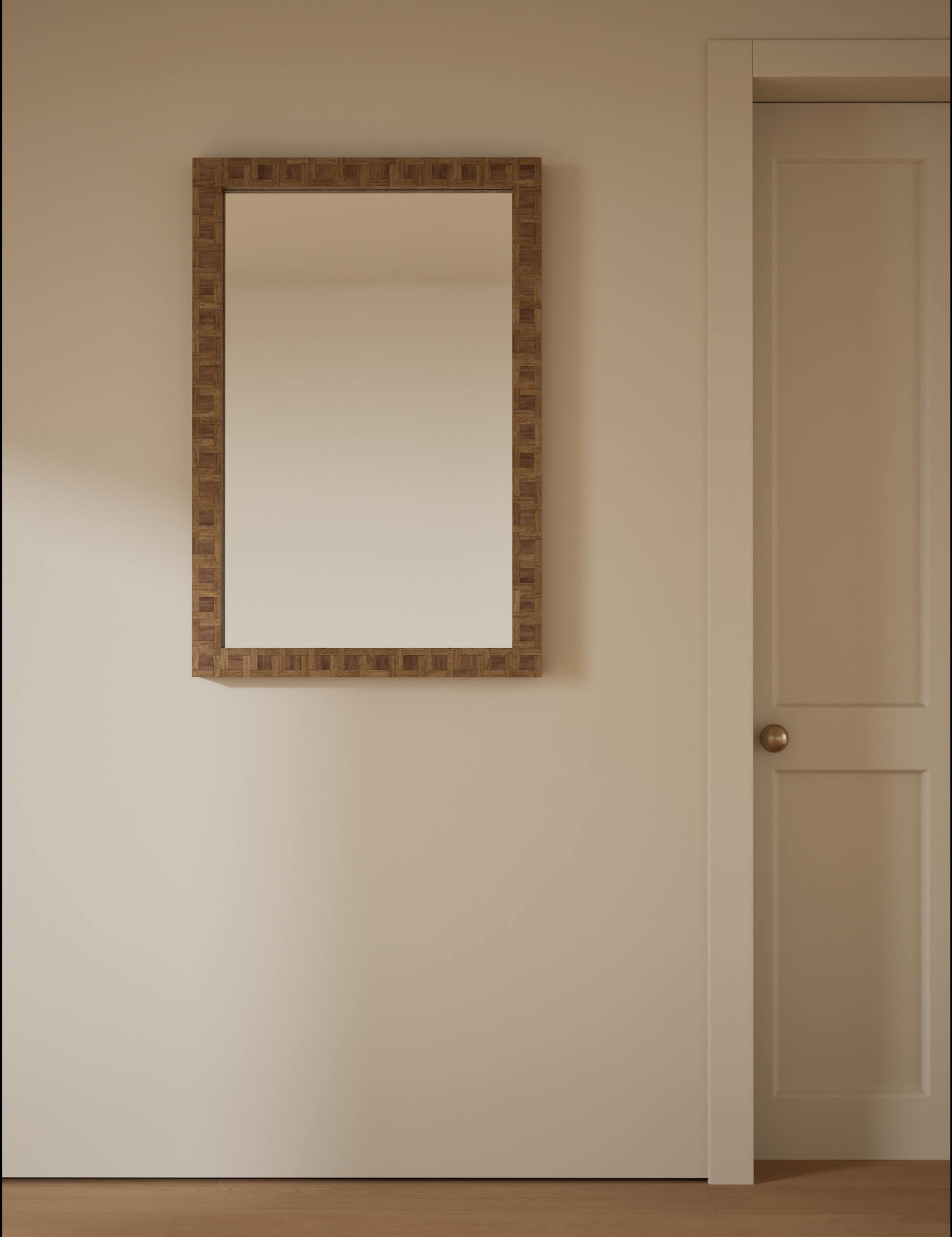 Hugo marquetry wood rectangular wall mirror 90x60cm - British product