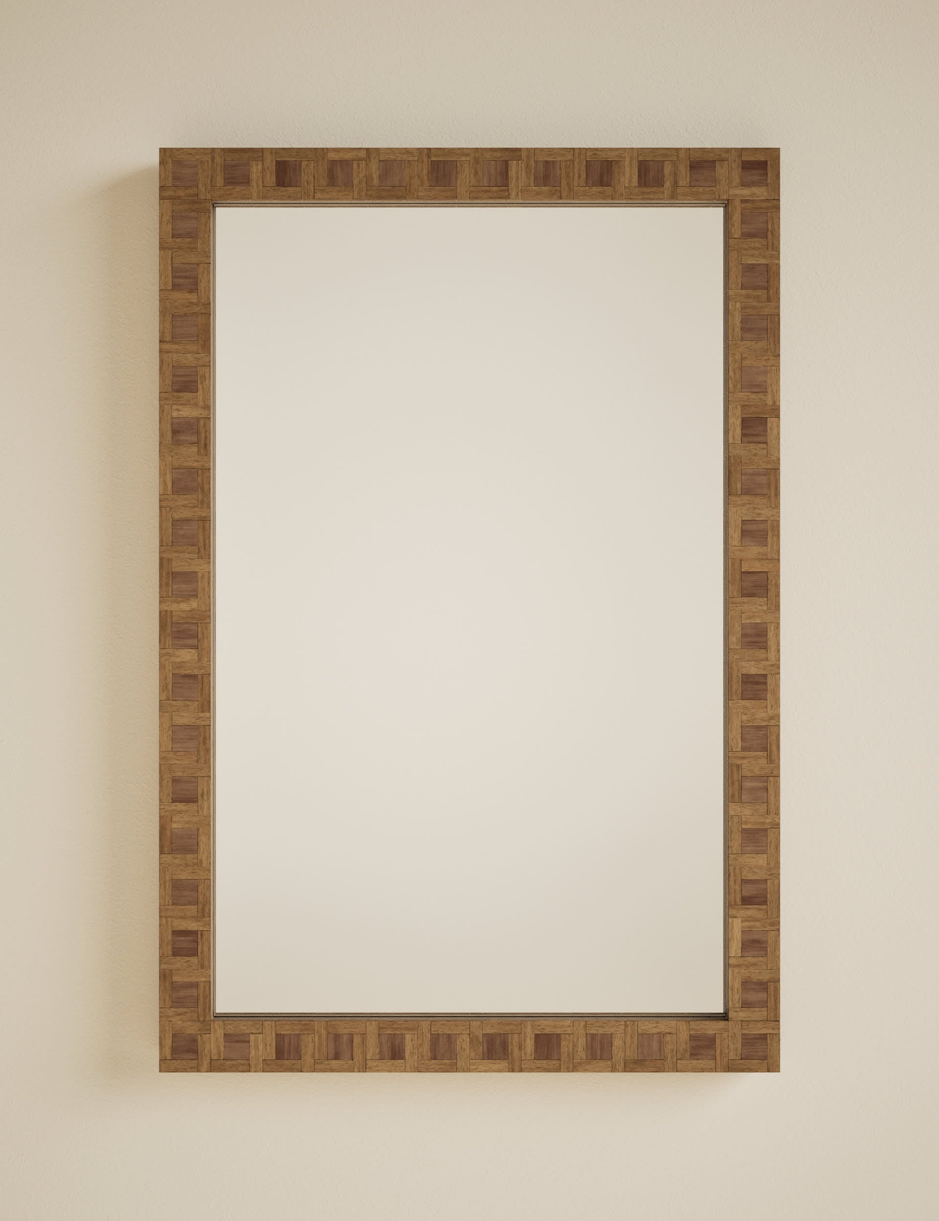 Hugo marquetry wood rectangular wall mirror 90x60cm - British product