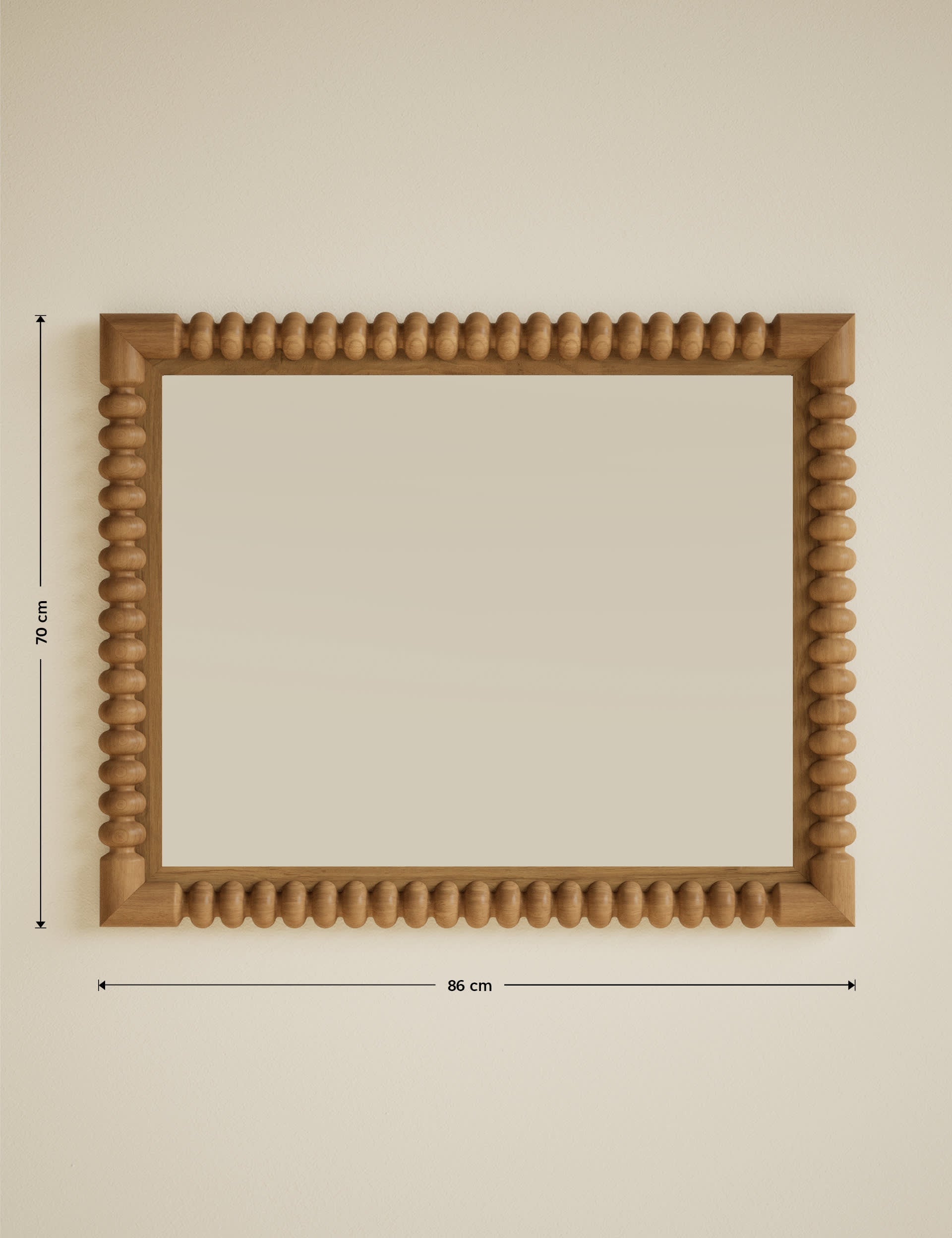 Evelyn wooden wall mirror rectangular bobbin detailing 86cm - British product
