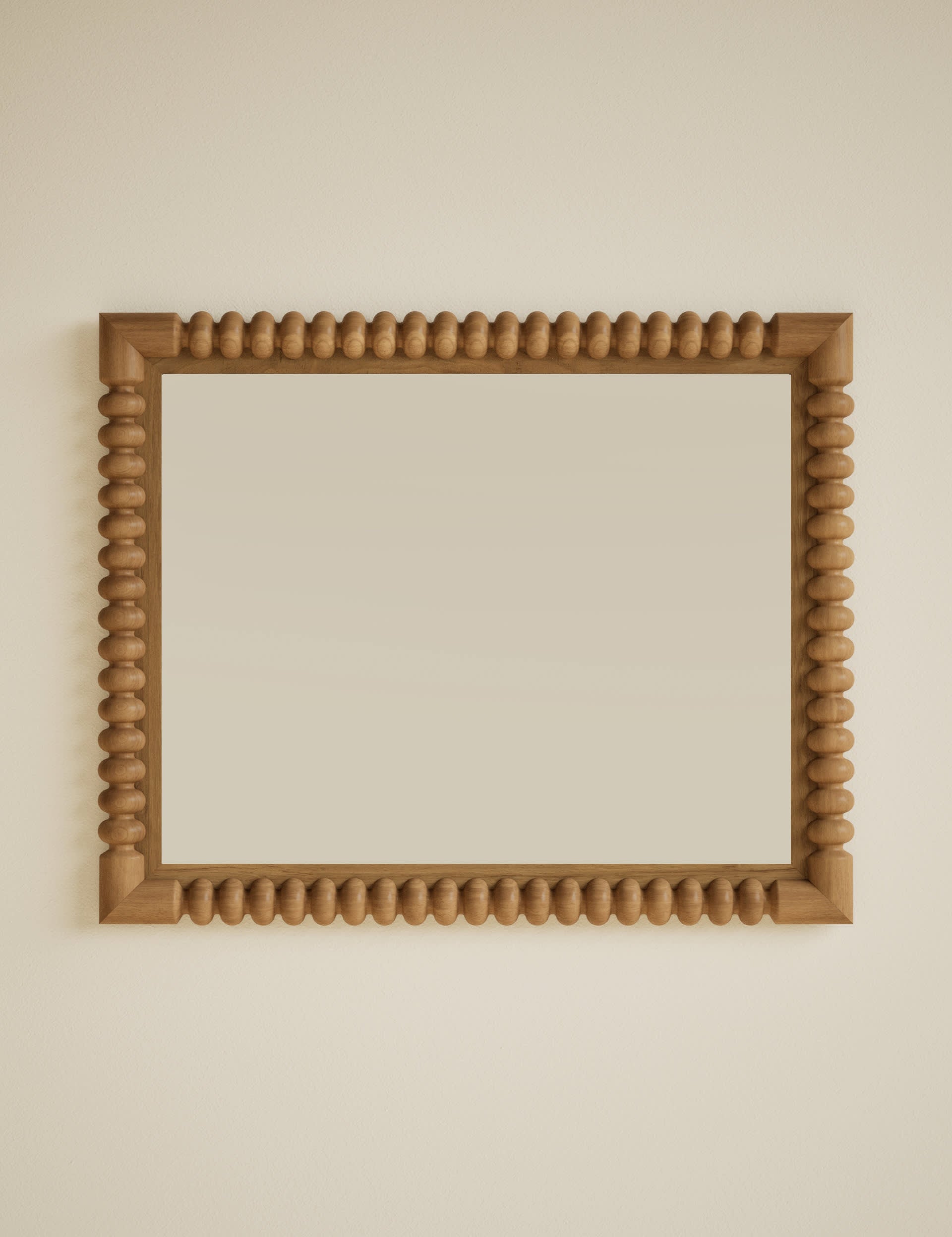Evelyn wooden wall mirror rectangular bobbin detailing 86cm - British product