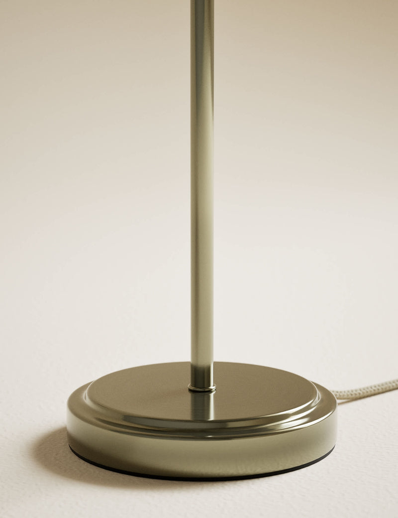 Scallop pleated shade brass base table lamp, imported from the UK