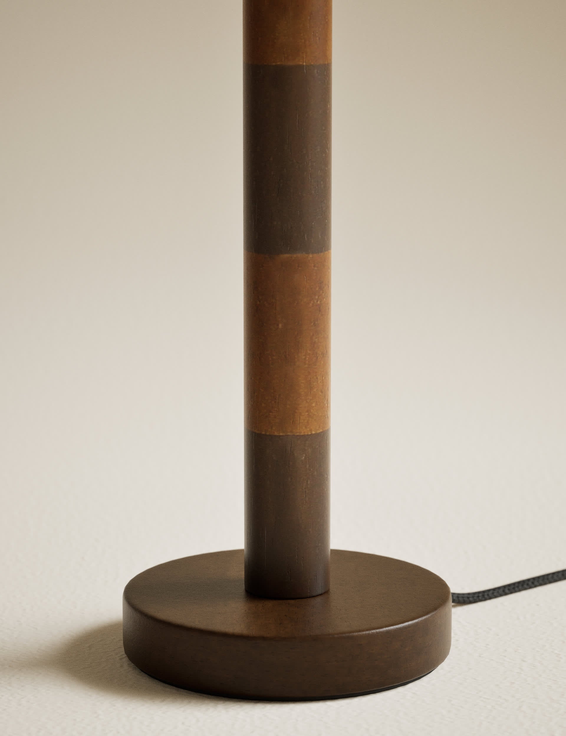 Marlowe table lamp two-tone wood column fabric shade - British product