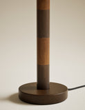 Marlowe table lamp two-tone wood column fabric shade - British product