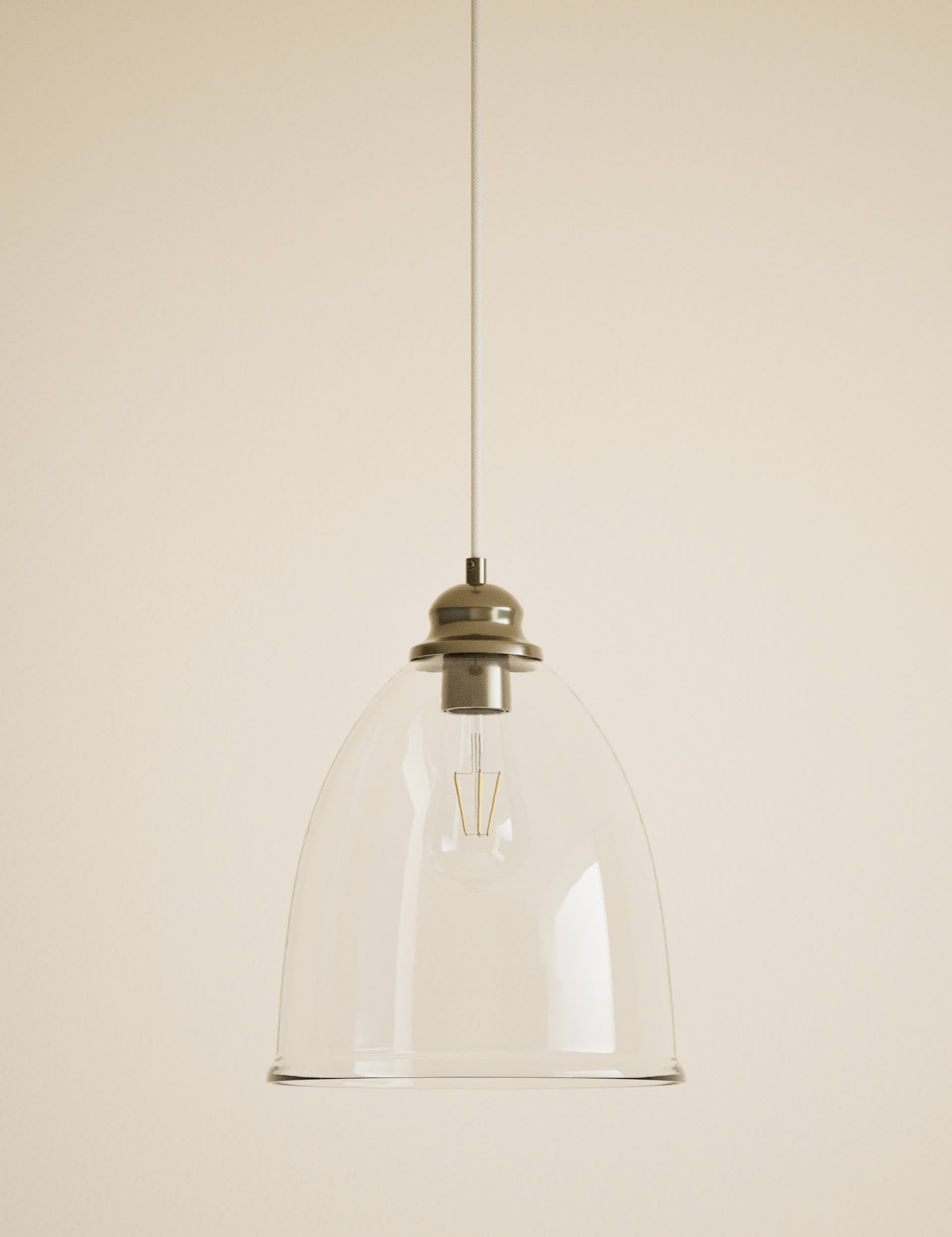 Clear glass bell shape pendant light 26 cm wide (British brand)