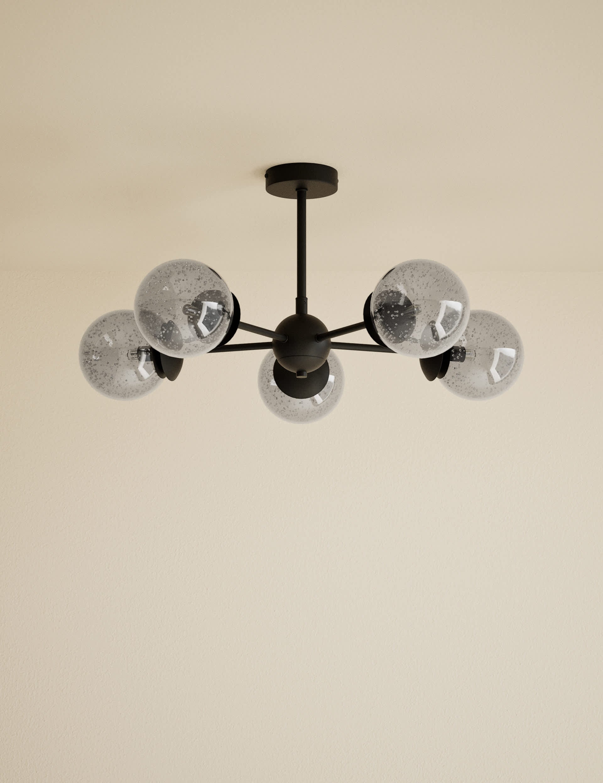 Sputnik bubble glass ceiling light five arms - British product