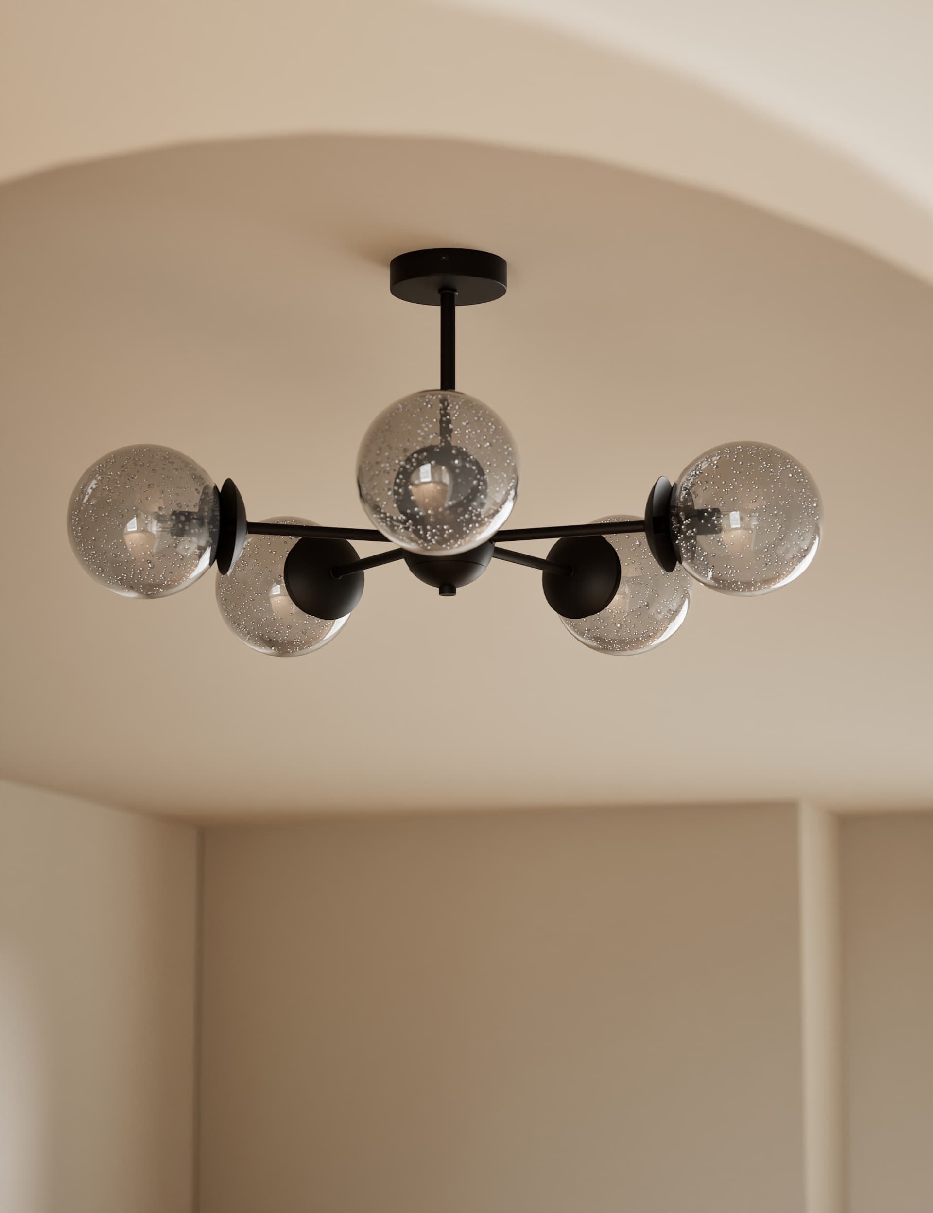 Sputnik bubble glass ceiling light five arms - British product
