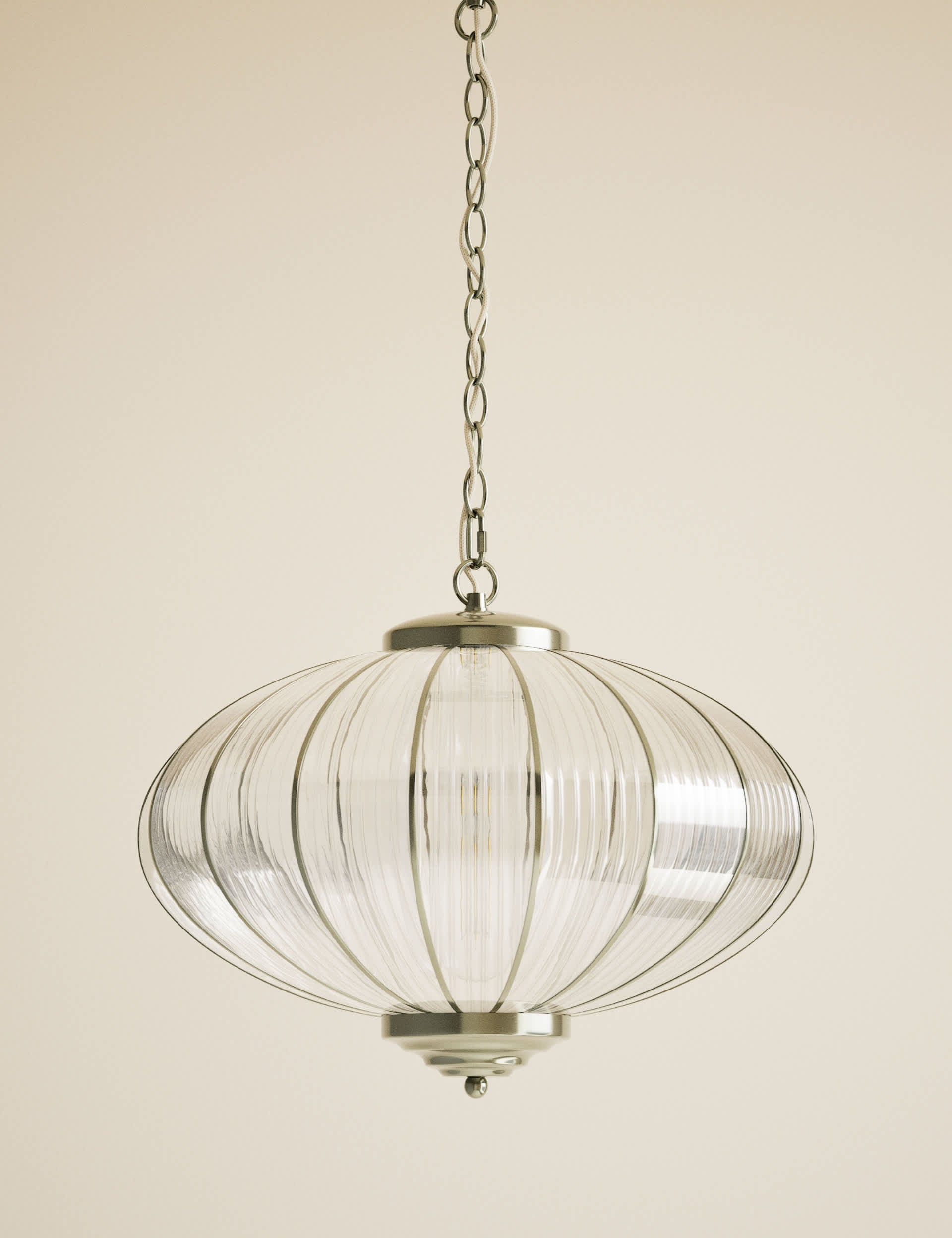 Gemball glass ribbed pendant light (British brand)