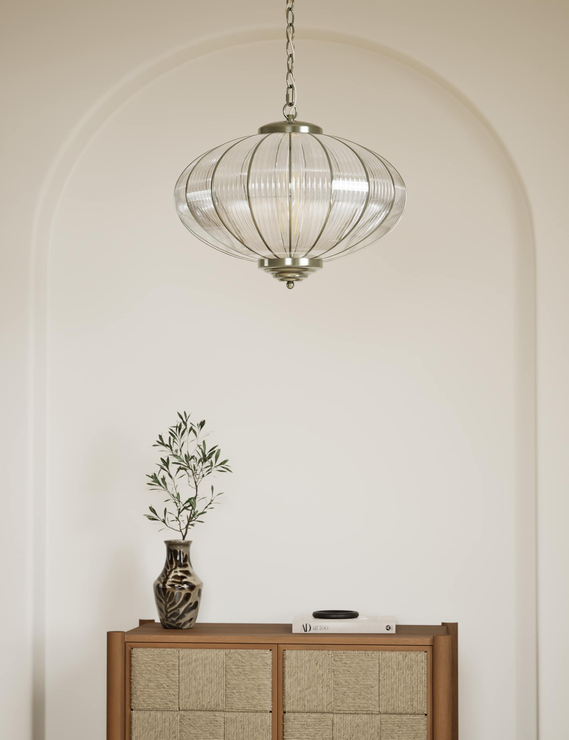 Gemball glass ribbed pendant light (British brand)