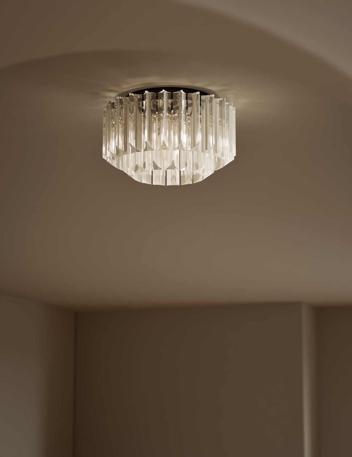 Faceted glass 2 ring flush ceiling light, UK version