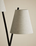 Rechargeable curved double floor lamp with fabric shades, imported from the UK