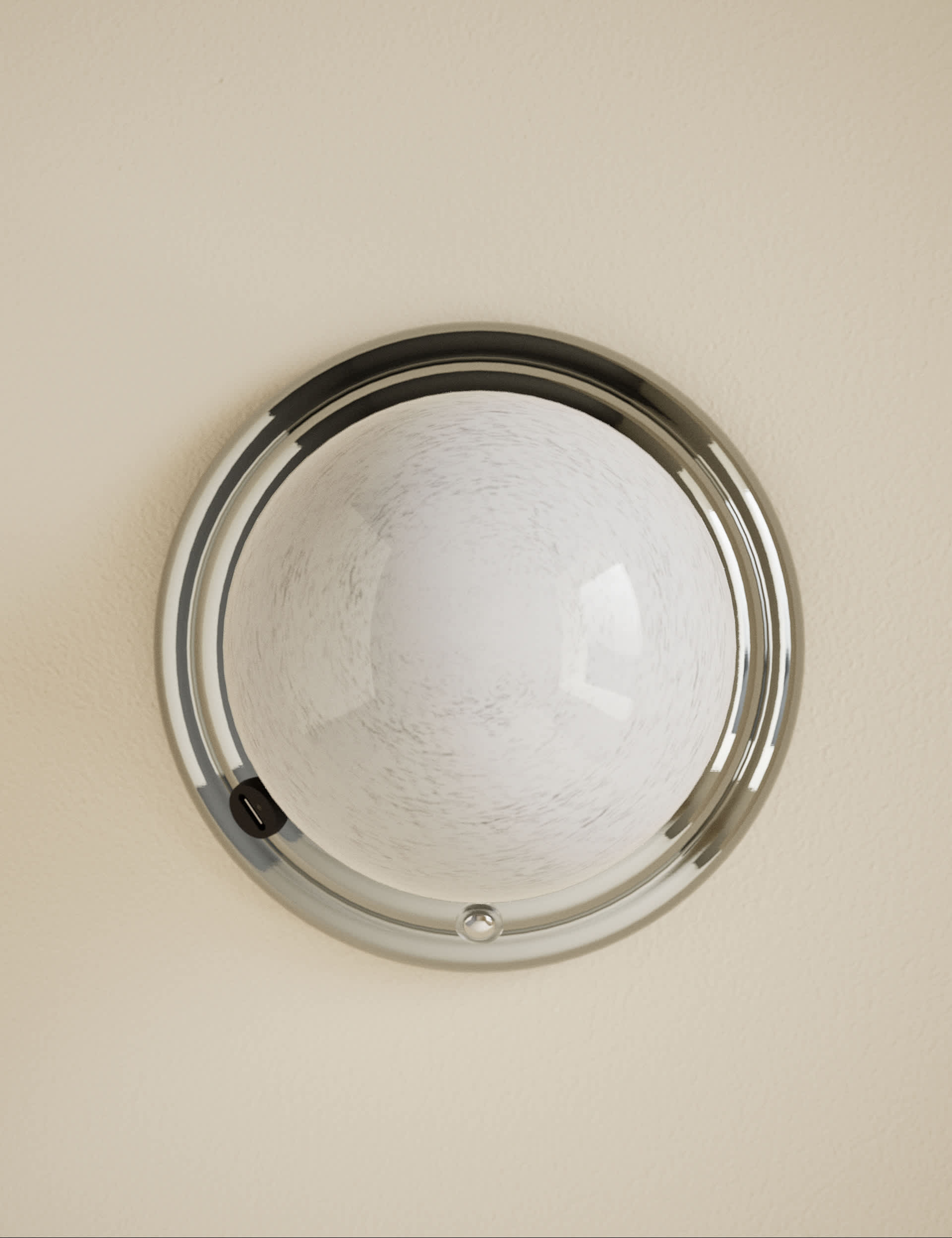 Rechargeable ribbed wall light with marbled glass bulb - British product