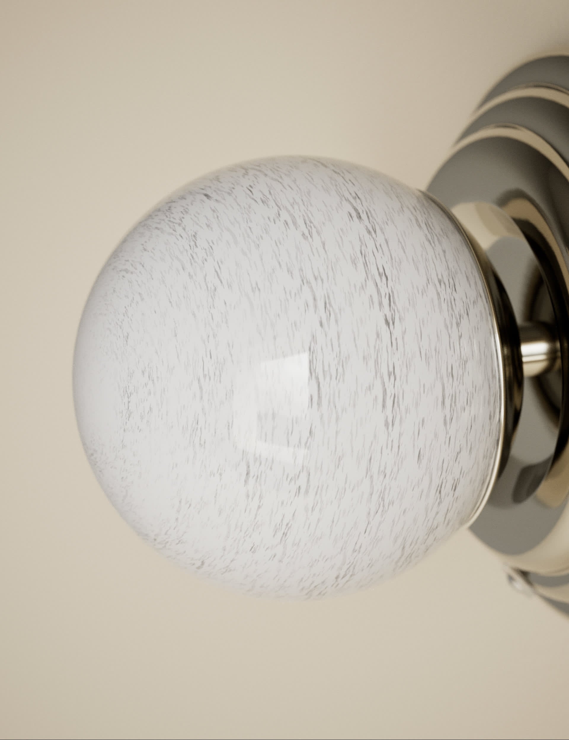 Rechargeable ribbed wall light with marbled glass bulb - British product