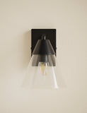 Square cone wall light with glass shade, imported from the UK
