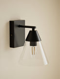 Square cone wall light with glass shade, imported from the UK