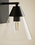 Square cone wall light with glass shade, imported from the UK