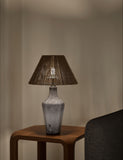 Rechargeable table lamp with ceramic base and jute shade, imported from the UK