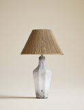 Rechargeable table lamp with ceramic base and jute shade, imported from the UK