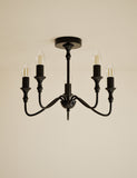Metal flush chandelier with five lights, imported from the UK