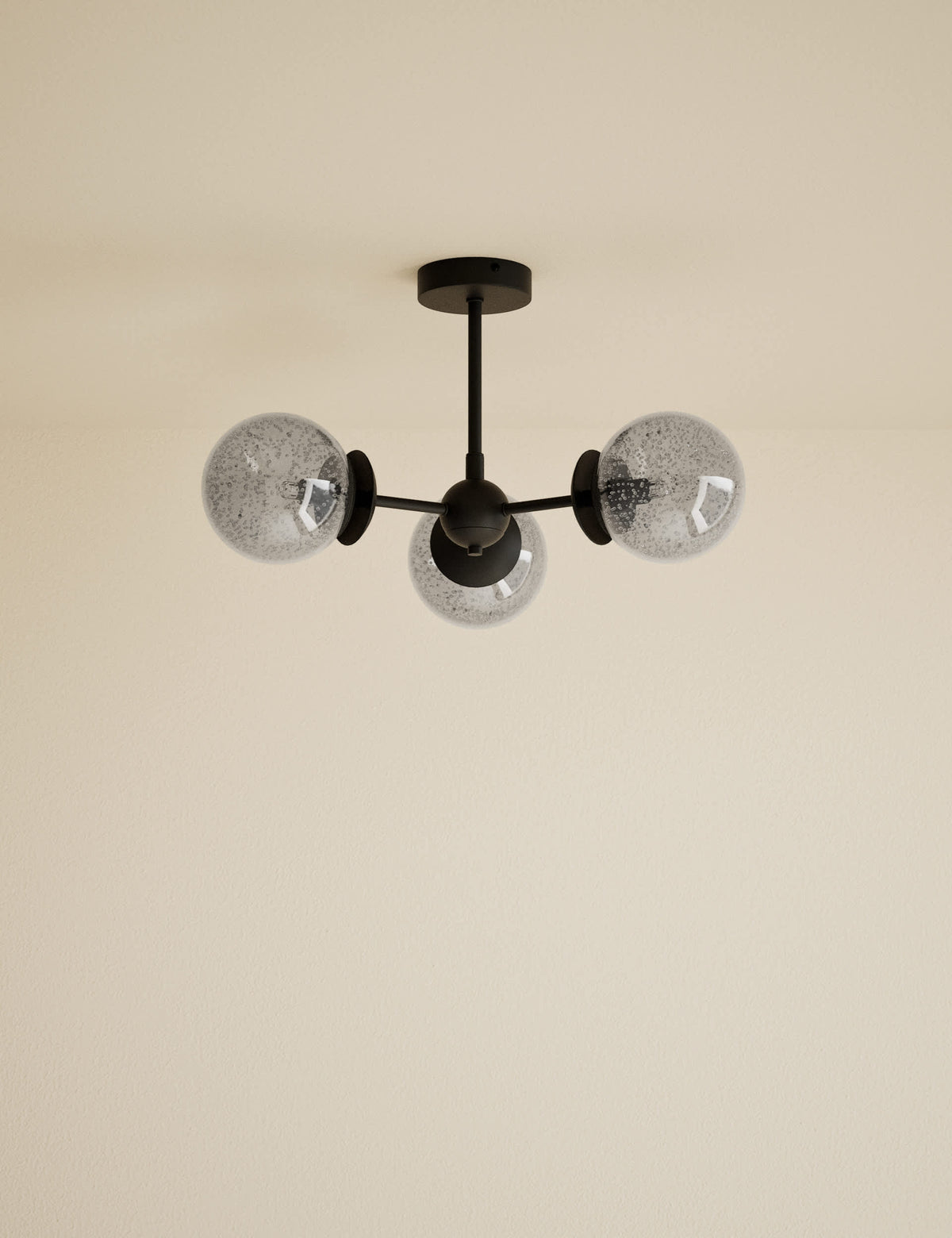 Sputnik bubble glass three-arm flush ceiling light 51 cm - British product