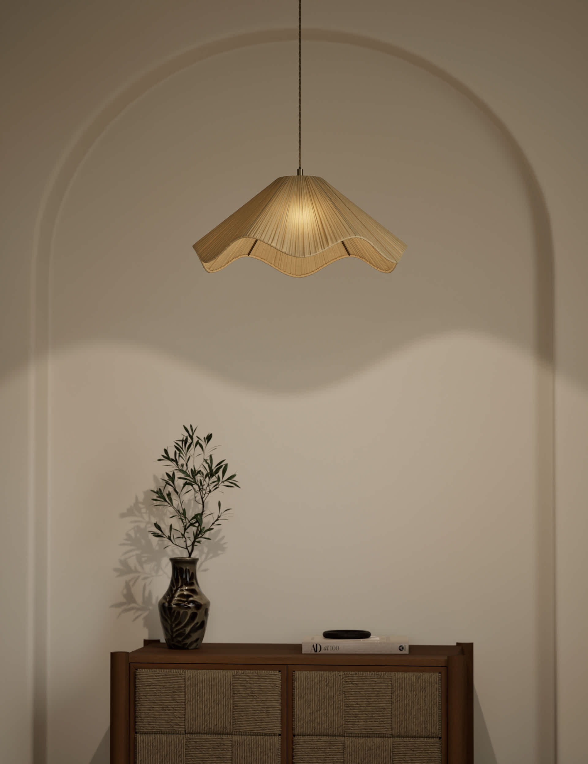 Wave Pleated ceiling lamp shade 40cm, UK version