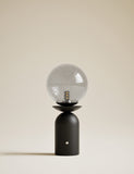 Rechargeable bubble glass globe table lamp, silver base, UK brand (British brand)