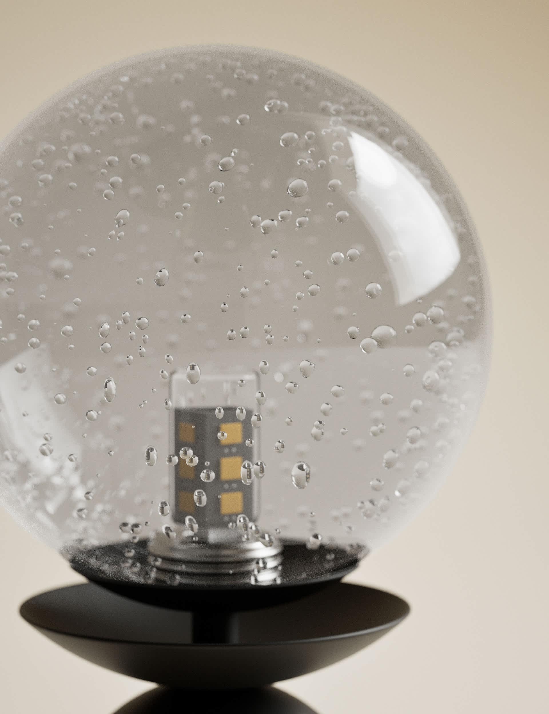 Rechargeable bubble glass globe table lamp, silver base, UK brand (British brand)