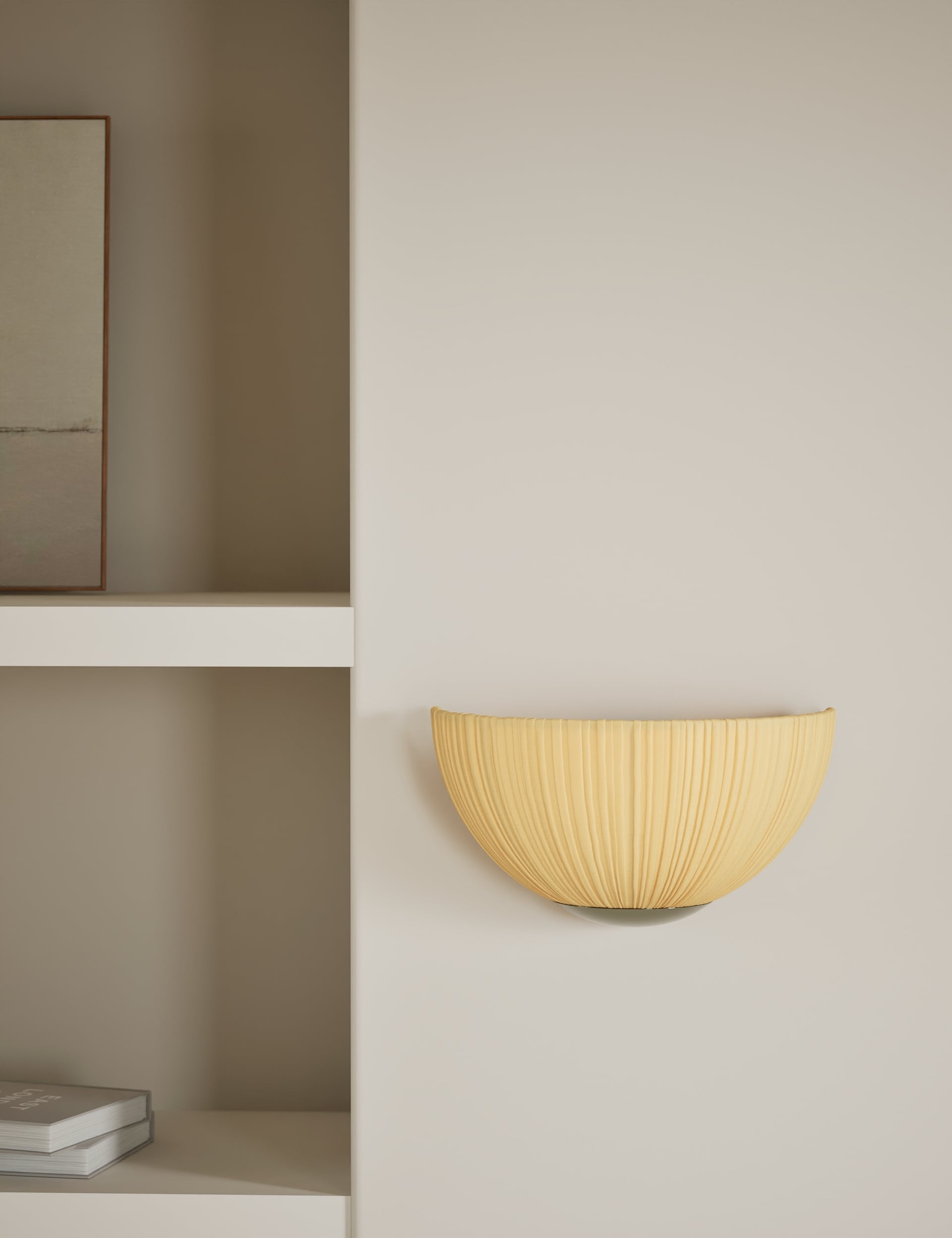 Pleated fabric flush wall light, imported from the UK