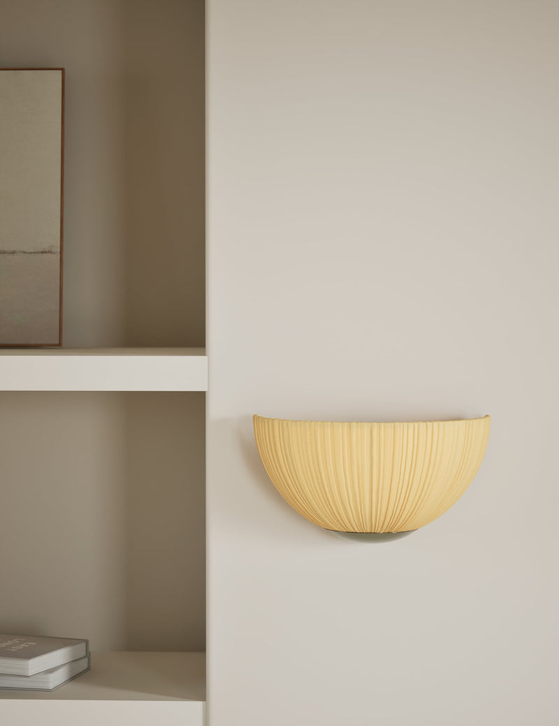 Pleated fabric flush wall light, imported from the UK