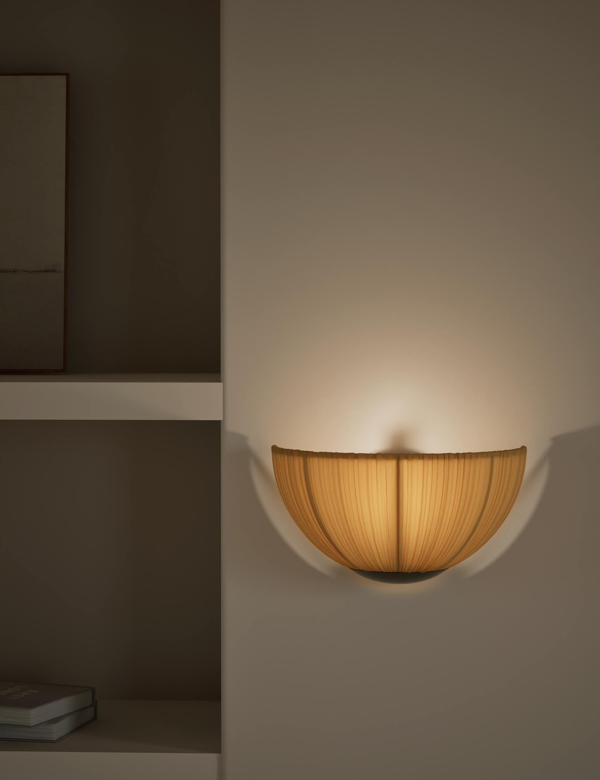 Pleated fabric flush wall light, imported from the UK