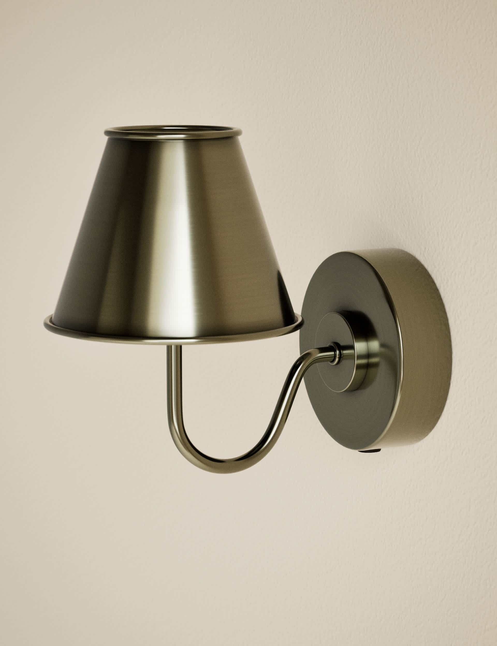 Brass rechargeable wall light with industrial style, imported from the UK