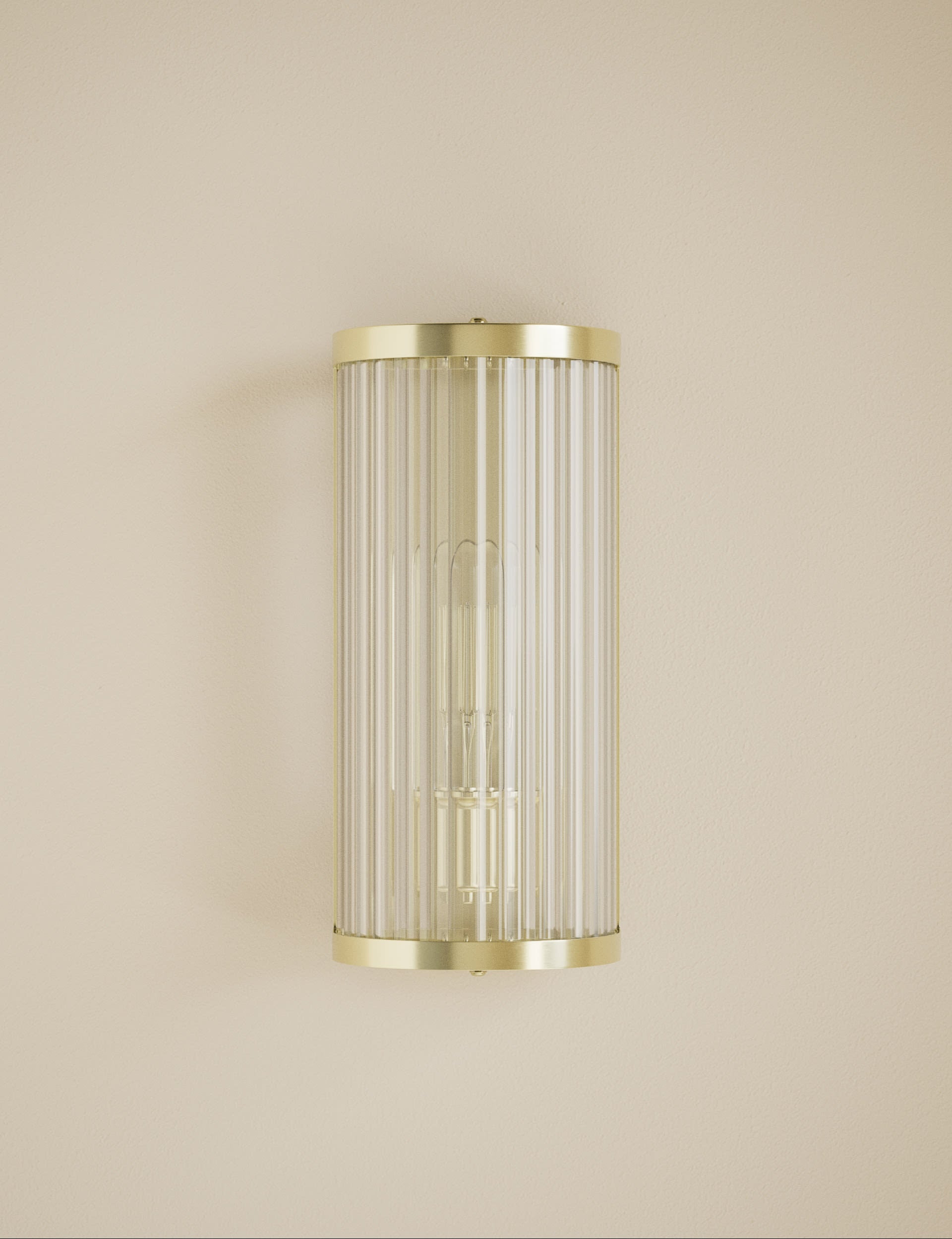 Monroe wall light ribbed glass polished metal, UK version