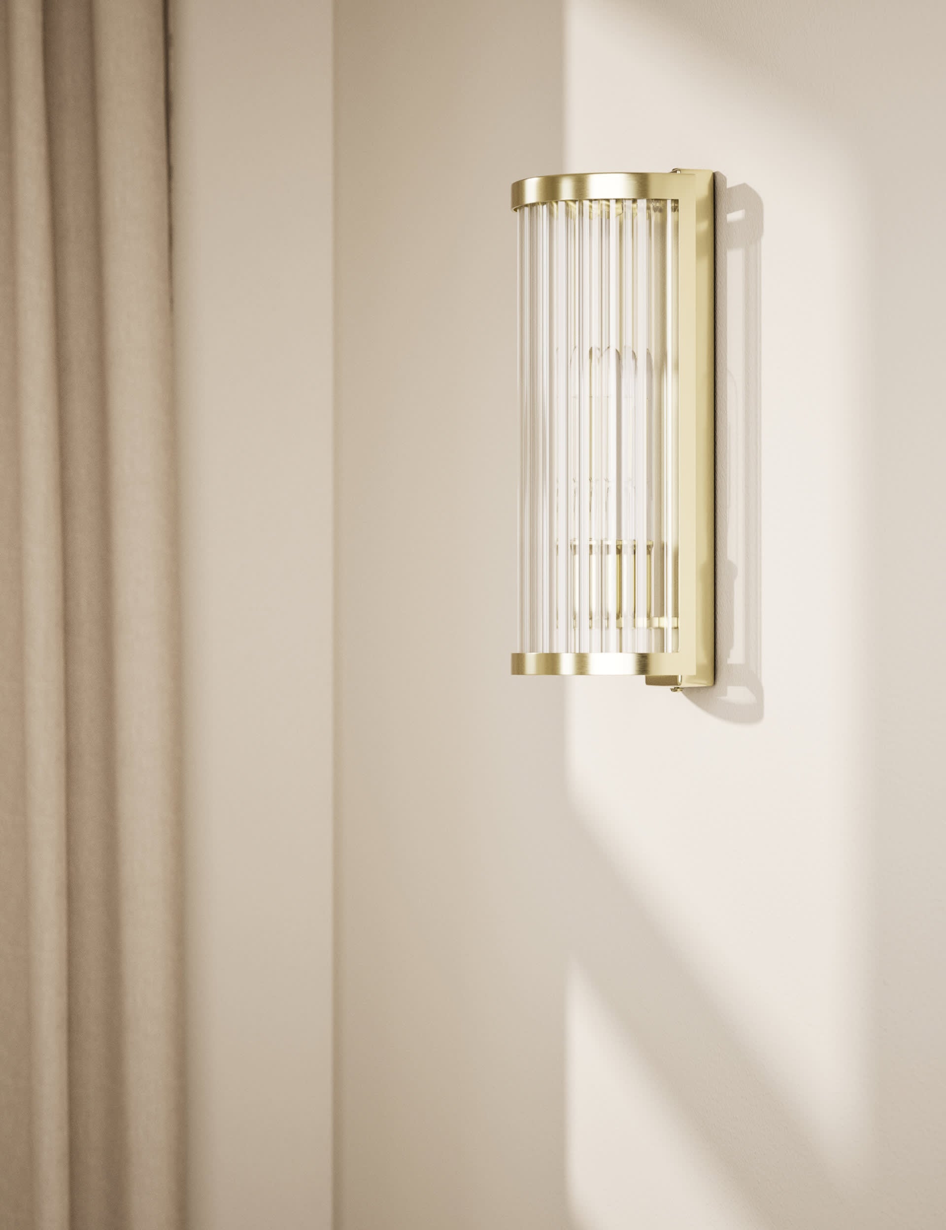 Monroe wall light ribbed glass polished metal, UK version